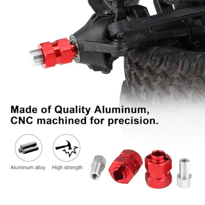 HobbyPark SCX24 Extended Hex Wheel Hubs Wheel Spacers Offsets Adapter for Axial SCX24 Gladiator Chevrolet C10 Deadbolt Wrangler JLU B17 Betty Bronco Upgrades - color: Red