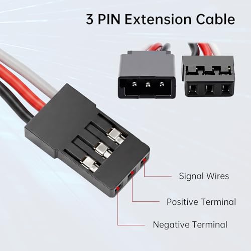 12 Pcs RC Servo Extension Cable & Y Connector, 3 Pin Male to Female Plug Splitters, Mixed Styles Compatible with JST JR Futaba for RC Car, Airplane, Helicopter - size: 12 Pack