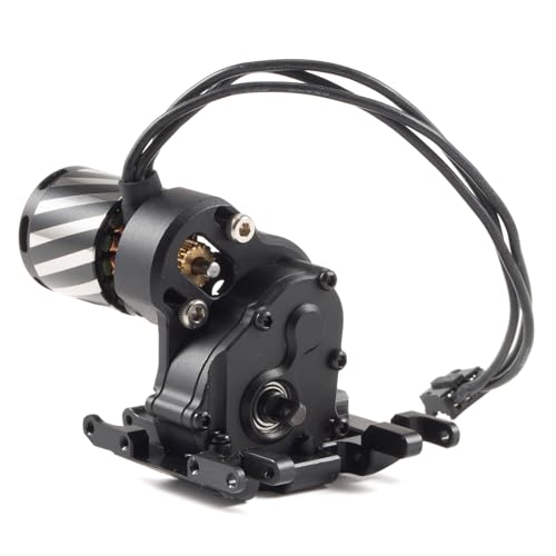 21% Overdrive MR24 Billet Transmission with Delrin Skid Plate for SCX24 Custom Build Brushless 1/24 RC Crawler Comp Rigs (Black 12mm Motor Mount) - color: Black 12mm Motor Mount