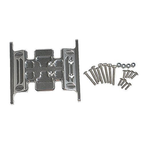 RC Car Aluminum Alloy Center Transmission Skid Plate Mount Gearbox Mount Base Compatible with Axial SCX10 90047 Wrangler 1/10 RC Crawler Car Upgraded Parts (Silver) - color: Silver