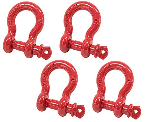 Mytee Products 3/4" Anchor Shackle Forged Carbon Steel w/Alloy Screw Pin WLL # 4.75 Tons (9,500 lbs) | Double Rust Protection Heavy Duty D Ring Shackle for Towing, Rigging & Vehicle Recovery (4 Pack) - color: 4 - Pack, size: 3/4" (4.75 Ton WLL), style: Al