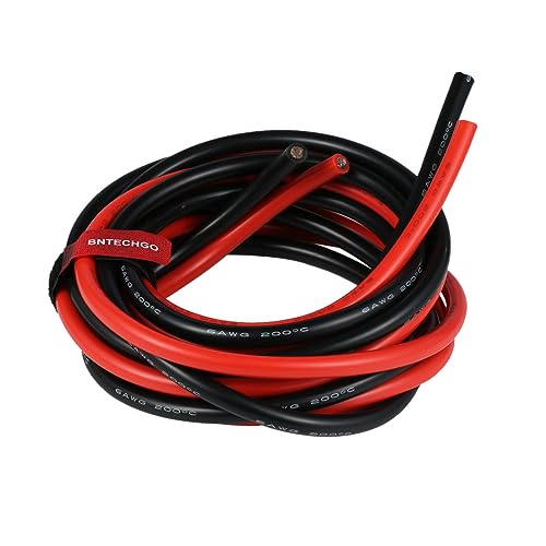 BNTECHGO 6 AWG Silicone Wire Red Black 10ft Stranded Tinned Copper Wire | Flexible 6 Gauge Stranded Wire Silicone Rubber Insulation For RC Models, Drone, Robot, Battery, EV Charger, 3D Printer, DIY - size: 2 Colors Each 10ft