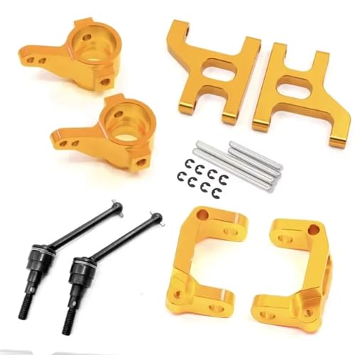 RC Steering Knuckle Block for Tamiya CC01 TA02 TA03 1/10 Metal Lower Suspension Arm Hub Carrier Base C Steering Cup Drive Shaft RC Car 4WD for Buggy Parts(Yellow) - size: Yellow