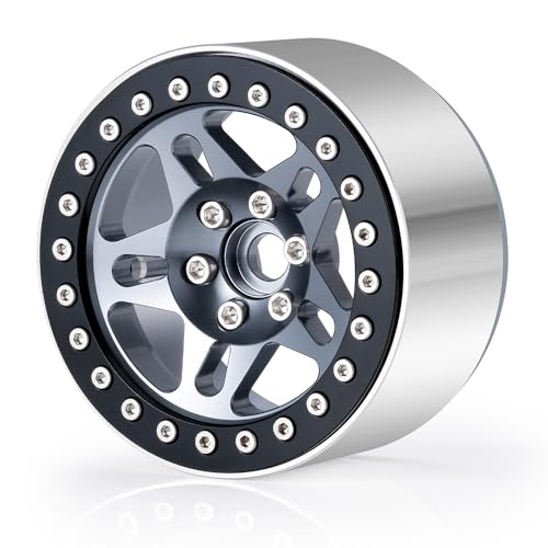4PCS Aluminum 2.2 Beadlock Wheels for 1/10th RC Crawler Car Wraith RR10 SCX10 TRX4 (Titanium) - color: Titanium