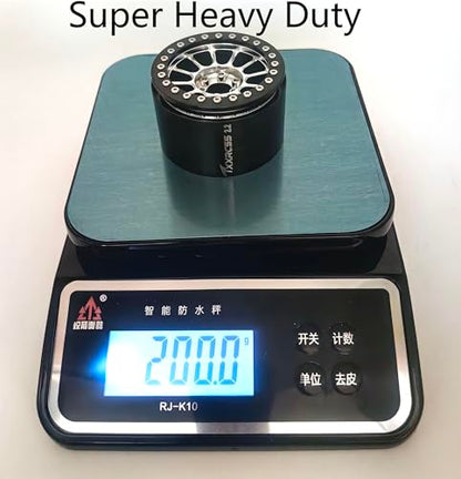 200g Super Heavy 2.2 Beadlock Wheels Rims for 1/10 RC Crawler 4pcs (Silver Black) - color: Silver Black