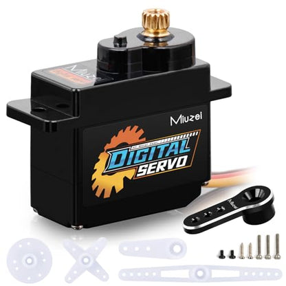 12g Micro Servo Rc Steering Metal Gear Digital for Axial Scx24, 1Pcs | Mini Small Servo Motor, Upgrade Parts With Horn Arm, for 1/24 Rc Crawler Plane Airplane Robot. Powerful, Smooth, Quiet, Fast