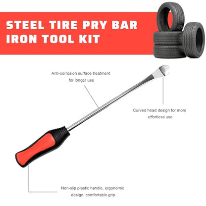 29PCS 19" Tire Spoons Kit, Motorbike Tire Remover Set with Tyre Spoon, Rim Protector, Valve Core, Cap & Valve Tool, Tyre Changer Lever Removal Tool for Motorcycle Dirt Bike (Red)