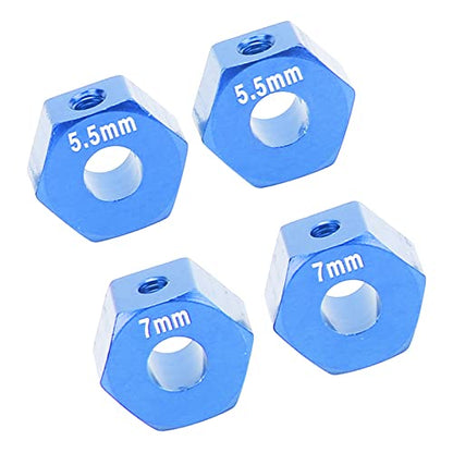 plplaaoo Hex Wheel Hubs,4Pcs 14mm RC Model Hex Wheel Hubs, 14mm RC Wheel Hex, 5.5mm 7mm Thickness Accessory Set Kit for Traxxas 1/10 Slash 4x4 Rustler Stampede Slash 2WD (Blue) - color: Blue