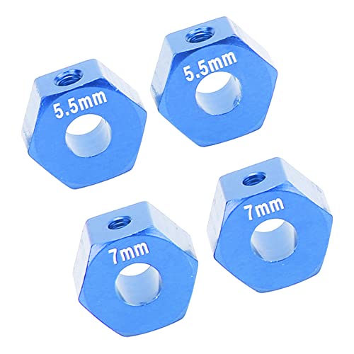 plplaaoo Hex Wheel Hubs,4Pcs 14mm RC Model Hex Wheel Hubs, 14mm RC Wheel Hex, 5.5mm 7mm Thickness Accessory Set Kit for Traxxas 1/10 Slash 4x4 Rustler Stampede Slash 2WD (Blue) - color: Blue