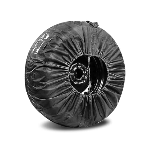 Car Spare Tire Cover, Waterproof Anti-scratch Oxford Cloth Protector with Adjustable Clip, Side Tool Pouch and Wider Handle Foldable Bag with Clear Marking, for 13" - 18" Tire (Black) - color: Black #Small