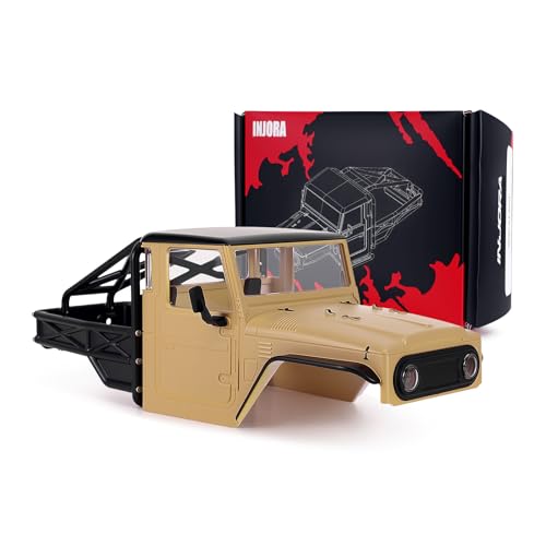 INJORA IR40-24 Half Truck Hard Body with Cage for 1/24 SCX24 (Sandy Taupe) - color: Sandy Taupe