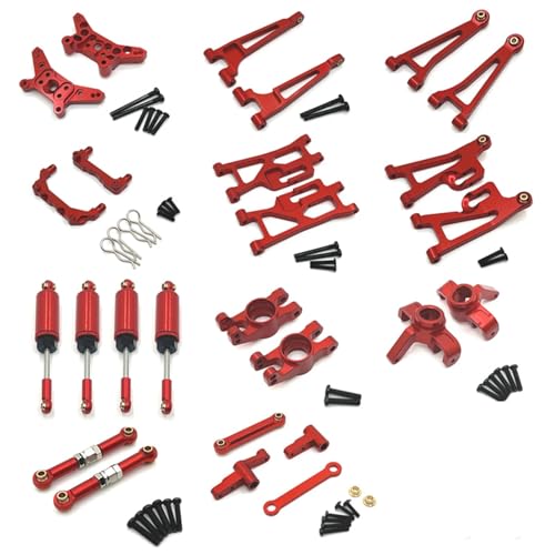 Rc Swing Arms For MJX For Hyper Go 14210 14209 Metal Steering Cup Upper Lower For Swing Arm Set Shock Tower Bracket Body Post RC Car Parts(Red) - color: Red