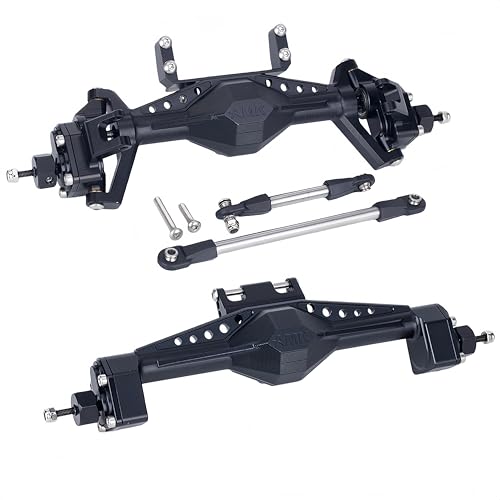 UTB18 CNC Aluminum Portal Axle Set — Complete Front & Rear Upgrade for Axial UTB18 Capra 1/18 RC Crawler, Total Weight 335g (Black) - color: Black