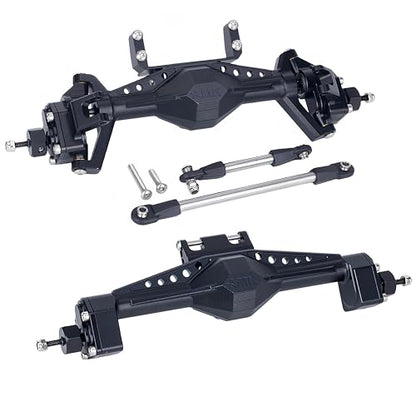 UTB18 CNC Aluminum Portal Axle Set — Complete Front & Rear Upgrade for Axial UTB18 Capra 1/18 RC Crawler, Total Weight 335g (Black) - color: Black