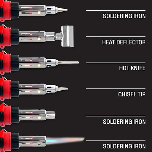 Berkling BSG-568 Cordless Butane Soldering Iron Kit, 5 Tips & Solder Wire | 3-in-1: Soldering Iron, Heat Gun & Torch, Self-Igniting, Adjustable Flame, 90-Min Runtime, Case, Wrench & Sponge Included