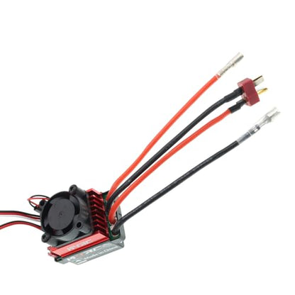 RC Car 60A Brushed ESC Electric Speed Controller 6V/2A BEC Compatible with Traxxas TRX4 TRX6 D90 HSP Tamiya Redcat Axial SCX10 HPI 4WD Truck 1/10 RC Truck Car Crawler (T Plug with Cooling Fan) - style: T Plug with Cooling Fan