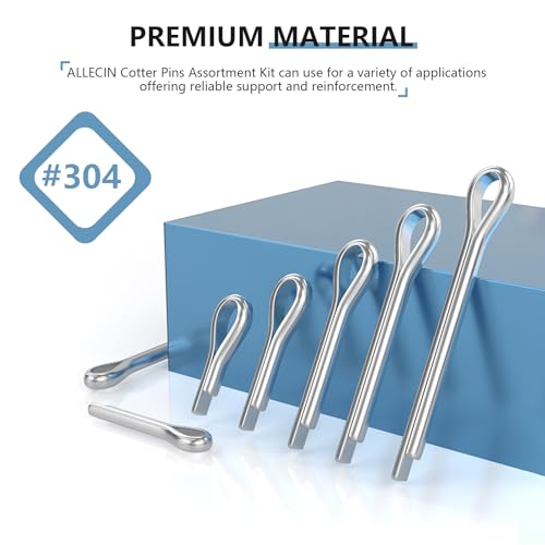 11 Values Cotter Pin Kit 304 Stainless Steel Small Cotter Pins Large Split Pins Hardware Pins Set for Automotive Machinery Repairs DIY Crafts (Pack of 135Pcs) - size: Straight Cotter Pin