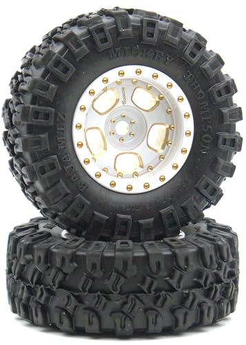 47g Brass Heavy 1.0-2mm Offset Beadlock Wheel Tires Set for 1/18 1/24 RC Crawler (White) TT