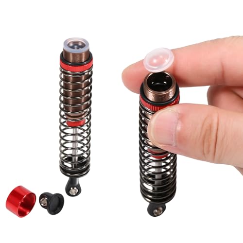Oil Shock Absorbers Upgrade Compatible with 1/10 RC Cars | Fits Axial / D90 / Scx10 / Tamiya / Trx4 - Oil Damper Upgrade - Red - color: Red