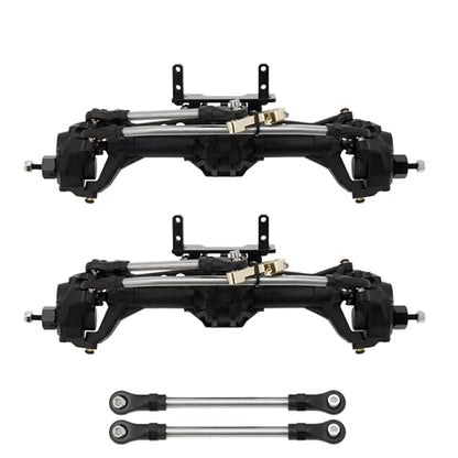 MEUS RACING SCX10 Axles Front & Rear Portal Axles for Axial SCX10 SCX10 II 1/10 RC Crawler Upgrade Pasrts, Nylon Axles with Steel Gears and Metal Bearings (Black) - color: Black