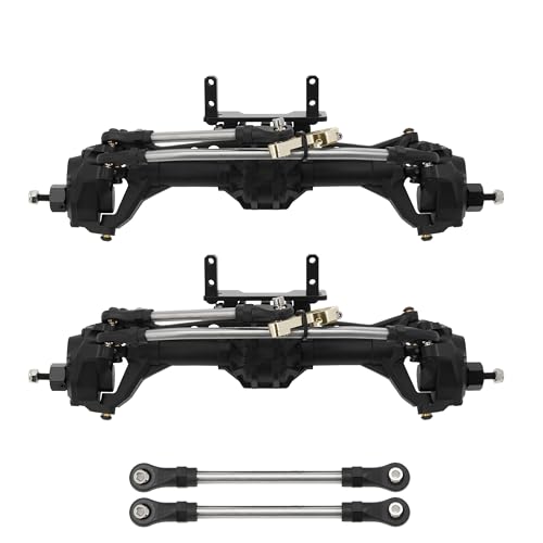 MEUS RACING SCX10 Axles Front & Rear Portal Axles for Axial SCX10 SCX10 II 1/10 RC Crawler Upgrade Pasrts, Nylon Axles with Steel Gears and Metal Bearings (Black) - color: Black