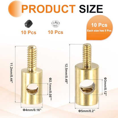 MECCANIXITY Linkage Stoppers Connecting Servo Arm, Push Rod with Nut and Screw for RC Airplane, D4x2.1mm D5x3mm 10 Pcs - size: D4x2.1mm; D5x3mm