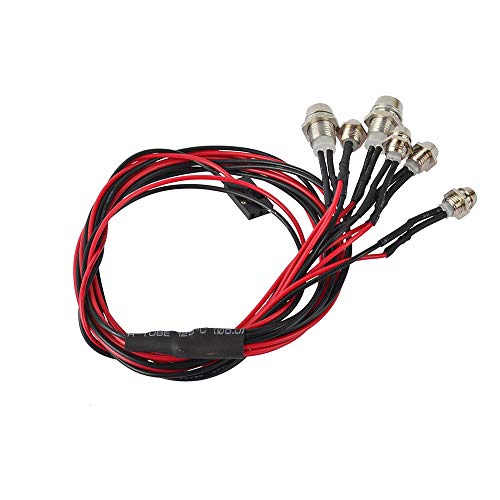 RC Car LED Light Kit, 6 LED Light Set Headlight Taillight for Tamiya D3 SCX10 D90 HSP Kyosho HPI 1/10 1/8 RC Model Car Truck Tank Lighting