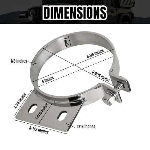 5" Stack Exhaust Clamp for Peterbilt 379 359 1987-1993 Exhaust Stack Pipe 5 inch Mount Bracket Replace 10294 (1)