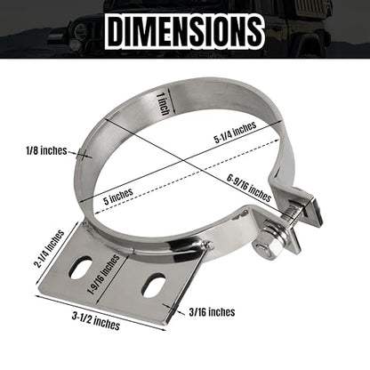 5" Stack Exhaust Clamp for Peterbilt 379 359 1987-1993 Exhaust Stack Pipe 5 inch Mount Bracket Replace 10294 (1)