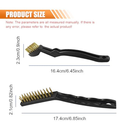 6PCS Wire Brush Set – Brass, Stainless Steel & Nylon Bristles Scrub Brush for Cleaning Rust, Welding Slag and Paint Removal – Curved Handle Small Metal Cleaning Brushes for Car Detailing Home (Style2) - style: Style2