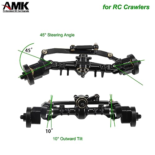 AMK 174g SCX24 Brass Portal Axle Complete with 7mm Hex Wheel Hubs Counterweights Front Rear Set for 1/24 RC Crawler Axial AX24 FCX24 SCX24 Upgrades