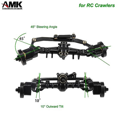 AMK 174g SCX24 Brass Portal Axle Complete with 7mm Hex Wheel Hubs Counterweights Front Rear Set for 1/24 RC Crawler Axial AX24 FCX24 SCX24 Upgrades