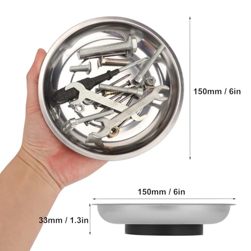 5 PCS 6 Inch Round Magnetic Parts Trays, Stainless steel 6 Inch Magnetic Tray, Magnetic Parts Tray, by GENHAKON - size: 6 inch