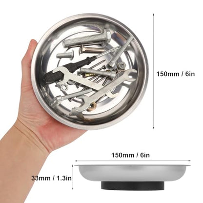 5 PCS 6 Inch Round Magnetic Parts Trays, Stainless steel 6 Inch Magnetic Tray, Magnetic Parts Tray, by GENHAKON - size: 6 inch