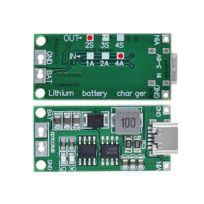 HiLetgo 2pcs Multi-Cell 2S 3S 4S USB-C to 8.4V 12.6V 16.8V (2S 4A) Step-Up Boost LiPo Polymer Li-Ion Charger Board 7.4V 11.1V 14.8V 18650 Lithium Battery Boost Module Type-C - style: 2S 4A