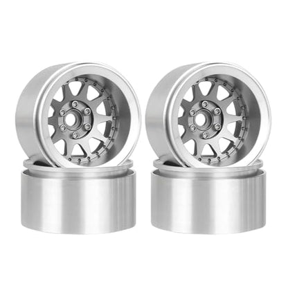 Aluminum 2.2" Beadlock Wheel Offset -10mm Metal Rims for SCX10 RR10 TRX4 VS4-10 Gen8 1/10 RC Crawler Car Upgrade Parts (10-Spoke, Gray) - color: 10-spoke, Gray