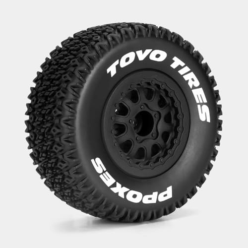 fujita 1/10 RC Racing Short Course Truck Tire & Off-Road Tyre Set Competible for ARRMA SENTON 3S Traxxas Slash4X4 Losi Tenacity Redcat HPI HSP RC Hort Course Truck Car（Black C） - color: Black C