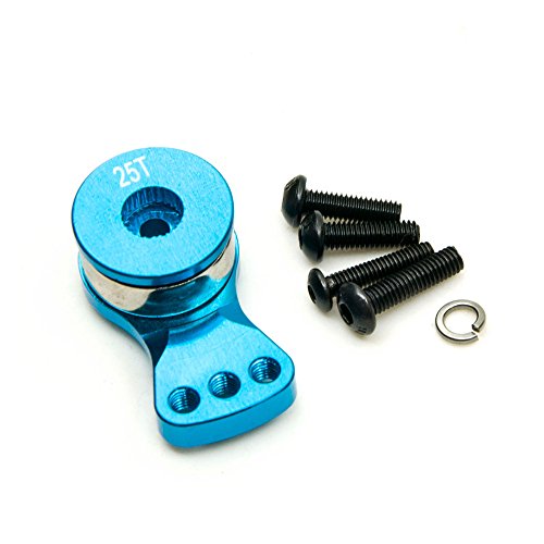 Aluminum Alloy 25T Servo Saver 3 Holes/5 Holes Adjustable Servo Horn 25T Adjustable Arm Compatible with Futaba Tamiya Servos 1/10 Tra-xxas RC Car Boat Helicopter Upgrades (Blue-M) - color: Blue-m