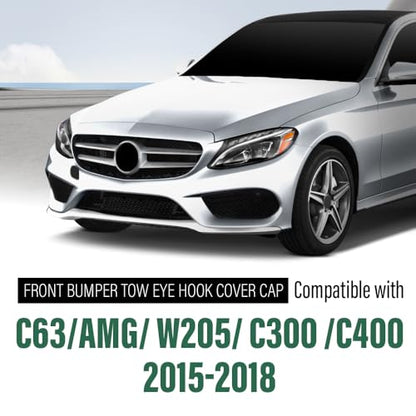 LQI Front Bumper Tow Eye Hook Cover Cap Fit Benz C63AMG W205 C300 2015-2018 | 2058850724, A2058850724 Black - size: Front | Fit Benz W205 C300 C400 C63AMG 2015-2018