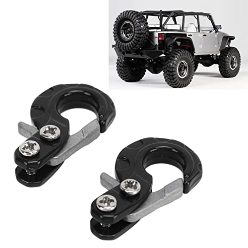 Tissting 2Pcs RC Trailer Hook with Chain Aluminum Alloy Iron Simulation Climbing Car Tow Hook for 1/10 Scale Crawler Truck SCX10 D90 D110 TF2 Climbing Car RC Car Accessory(Black) - color: Black