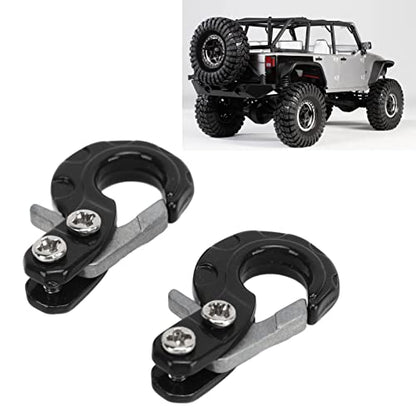 Tissting 2Pcs RC Trailer Hook with Chain Aluminum Alloy Iron Simulation Climbing Car Tow Hook for 1/10 Scale Crawler Truck SCX10 D90 D110 TF2 Climbing Car RC Car Accessory(Black) - color: Black