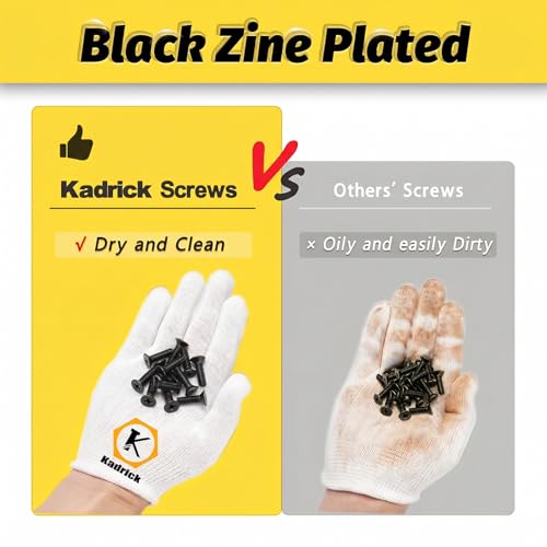 KADRICK 435Pcs M4 Countersunk Screw Kit,Flat Head Bolts 8MM-25MM | M4 Phillips Screws Assortment Kit,Screws With Nut Flat/Lock Washers,Black Zinc Plated - size: M4 435Pcs 8-25mm