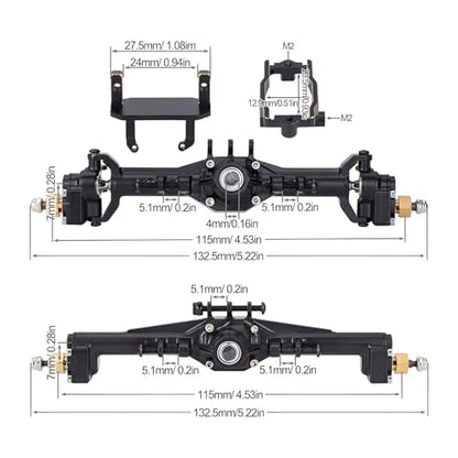 TRX4M Brass Axles, 216.4g Portal Axles CNC +10mm Front & Rear Complete Set with Lay-Down Servo Mount & Links for 1/18 TRX4M RC Crawler Car Upgrades Parts DIY