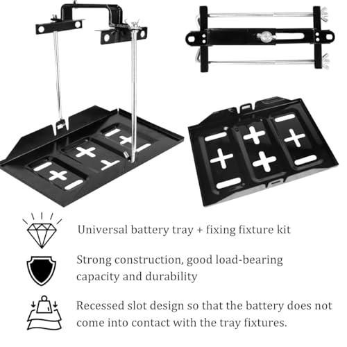 Battery Hold Down Tray Kit Metal Battery Tray Holder with Adjustable Bracket Clamp for Cars Boats Marine - size: 10.63-inch Bolt with 11-inch Battery Tray