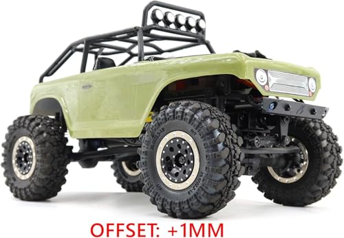 Adjustable Offset 1.0 Beadlock Wheels Rims for 1/18 Traxxas TRX4M & 1/24 Axial SCX24 90081 Crawler, (4-Pack) - color: Champagne & Black