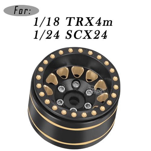 RC Full Brass 1.0in Beadlock RC Wheel Rim Upgrades Part for 1/18 1/24 Trx4m Axial SCX24 RC Crawler,4pcs Metal Wheel Hub Rim Hops UP