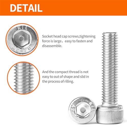 M3 x 20mm 25mm 30mm 35mm 40mm Hex Socket Head Cap Screws Bolts, 304 Stainless Steel, Metric Machine Fully Threaded, Bright Finish, Allen Hex Drive, Assortment Kit 100PCS - size: M3 x 20/25/30/35/40mm (100PCS)