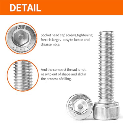 M3 x 20mm 25mm 30mm 35mm 40mm Hex Socket Head Cap Screws Bolts, 304 Stainless Steel, Metric Machine Fully Threaded, Bright Finish, Allen Hex Drive, Assortment Kit 100PCS - size: M3 x 20/25/30/35/40mm (100PCS)