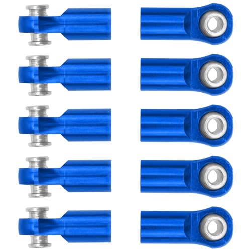 10Pcs ShareGoo M4 Ball Joint,M4 Tie Rod End 4mm Thread 4.0xL22mm Ball Head Holder Link Compatible with Arrma kraton Senton Axial SCX10 Traxxas 1/10 RC Car (Blue) - color: Blue