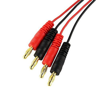 FLY RC 4mm 4.0mm Male Banana Plug Connector Charge Lead to JST 20awg Soft Silicon Charging Cable Wire 30cm 11.8inch Lipo Parts for RC Helicopter Quadcopter Lipo Battery Plug Charge (Pack of 2) - style: 2 Pcs JST charge cable